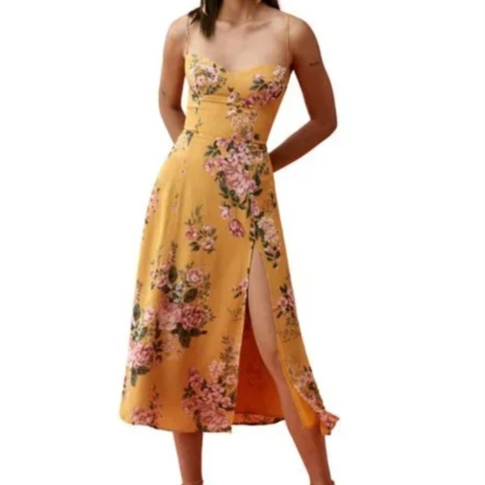 NWT REFORMATION Juliette Midi Dress In Anjelica Sz 2